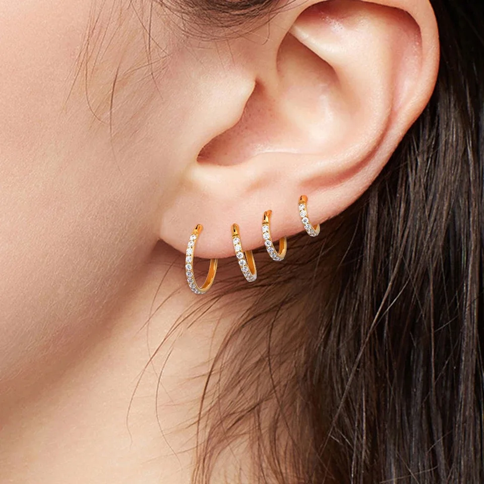 1/10pcs G23 Titanium Nose Ear Piercing Classic Round 5A Zircon Hoops Hinged Ear Tragus Cartilage Septum Body Jewelry