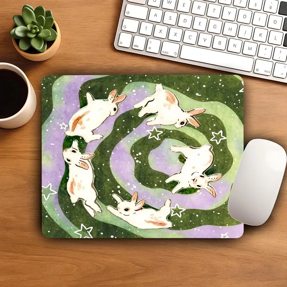 HYBXAXC  Watercolor Starry Sky Bunny Spiral  Small Mouse Pad Non Slip Rubber Desk Mat For Gaming Office Laptop Decor