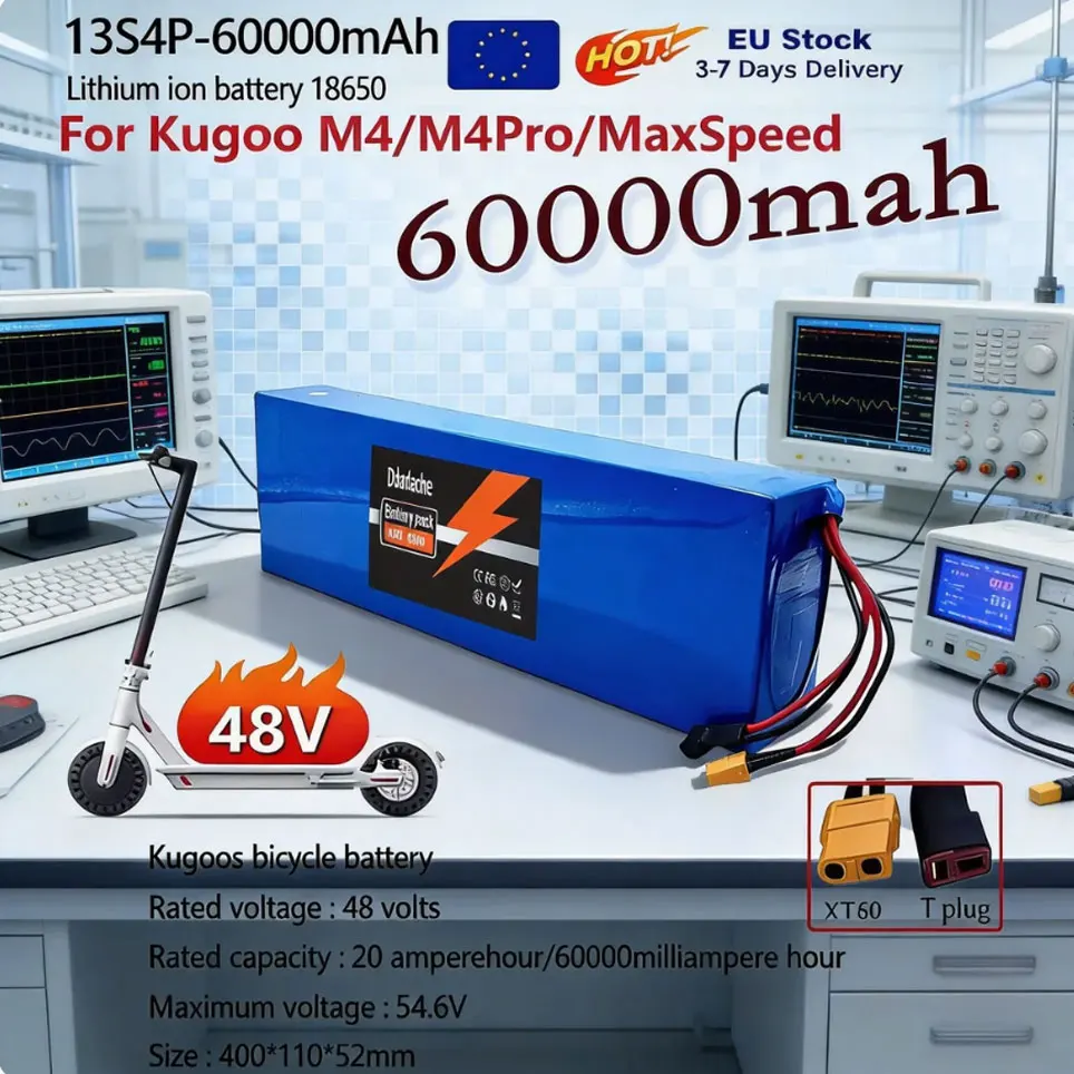 Original 48V Lithium-Ionen-Akku 48V 60Ah 2000W 13S4P Lithium-Ionen-Akkupack für 54,6V CitycocoBMS Elektroroller