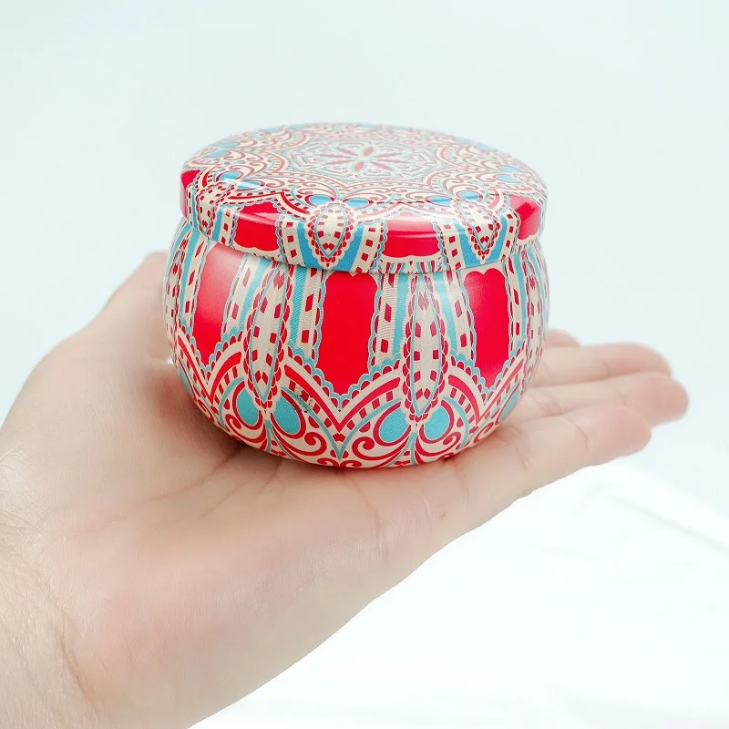 Tinplate Exquisite Bohemian Patterns Jar Scented Candles Gifts for Women Candles Sets Gifts Ideas for Women, Aromatherapy Candle