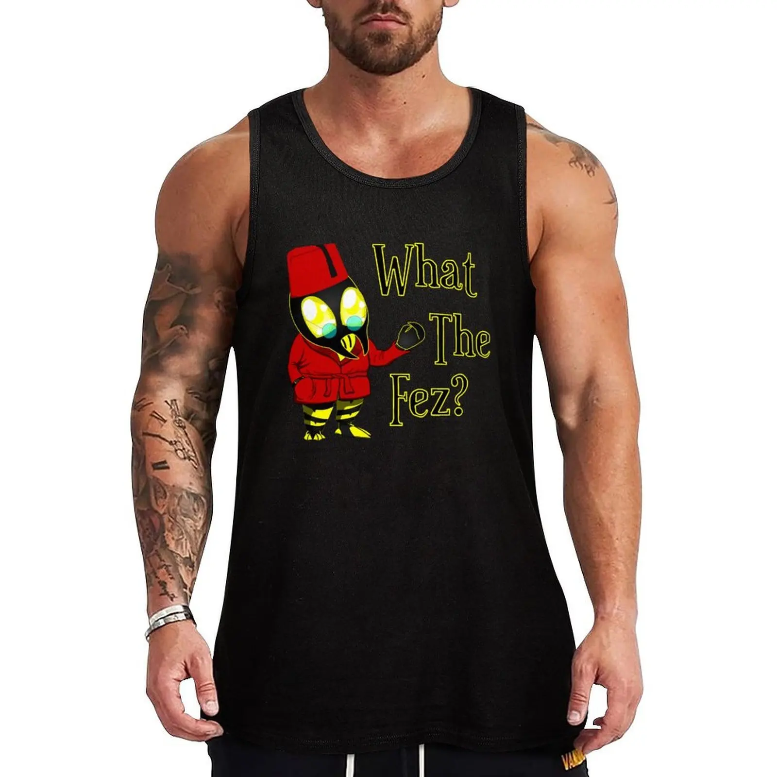 

What the Fez Tank Top t-shirts for Men's gym Men gym sportswear t shirt gym
