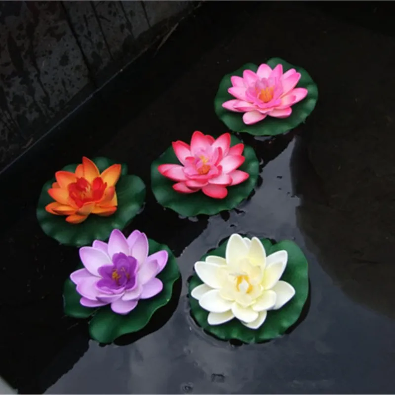 

5Pcs 10cm Artificial EVA Lotus Flower Soft Foam Lotus Flowers Water Lily Floating Pool Fake Plants Home Decoration
