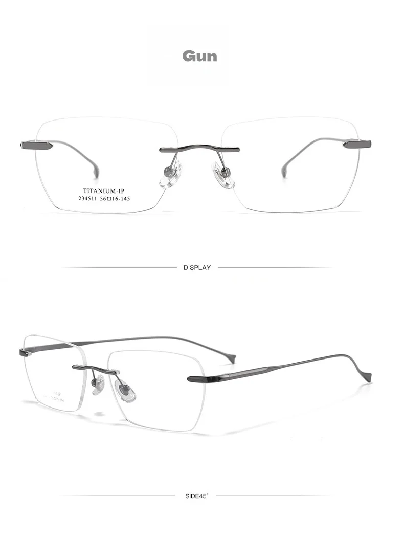 F·DRACON Neue rahmenlose Herrenbrille aus reinem Titan mit ultraleichter polygonaler optischer Korrektur für Herrenbrillen 234510wk – Detail 10