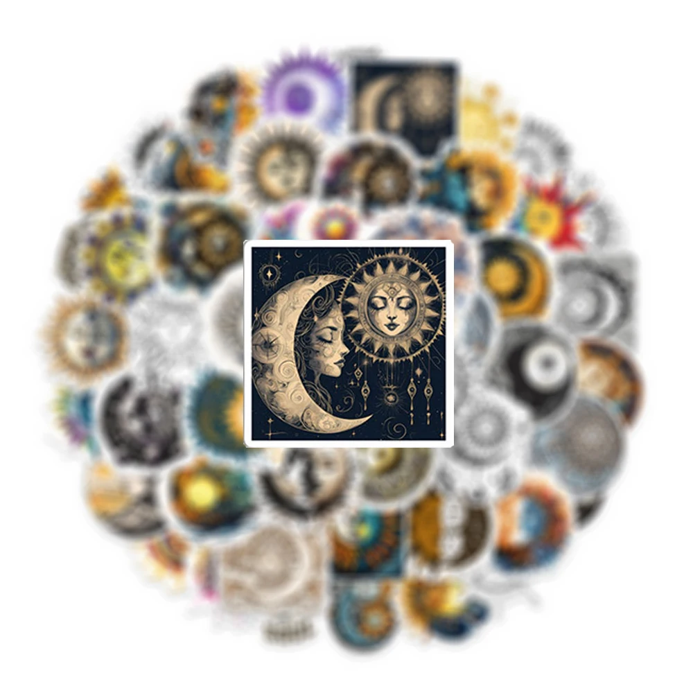

10/30/50pcs Retro Art Aesthetic Sun Moon Stickers Cool Cartoon Gothic Decals Laptop Phone Notebook Car Vintage Graffiti Sticker