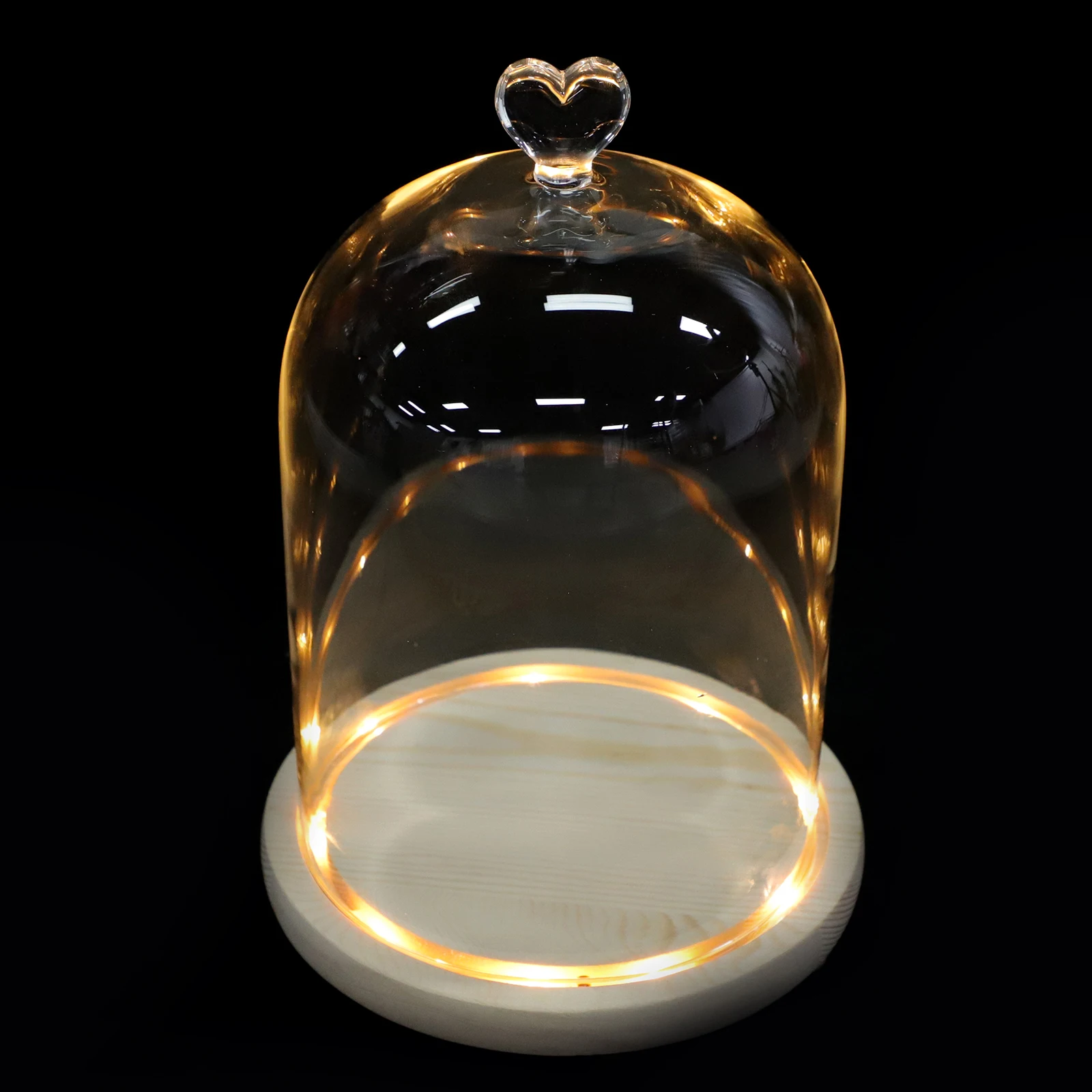 

Couple Hand Plaster Romantic Glass Wood Base Dome Glowing Decor Valentine's Day Wedding Anniversary Gift Romantic Home Table
