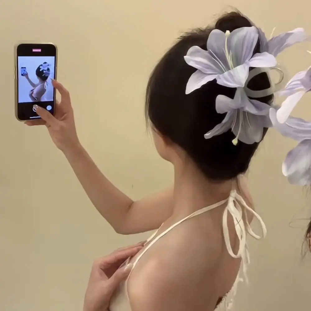 بوهيميا المشابك زهرة الزنبق مشبك شعر ذيل حصان كليب لطيف دبوس الشعر كالا مشبك شعر الكورية نمط أغطية الرأس مشبك القرش الكبير