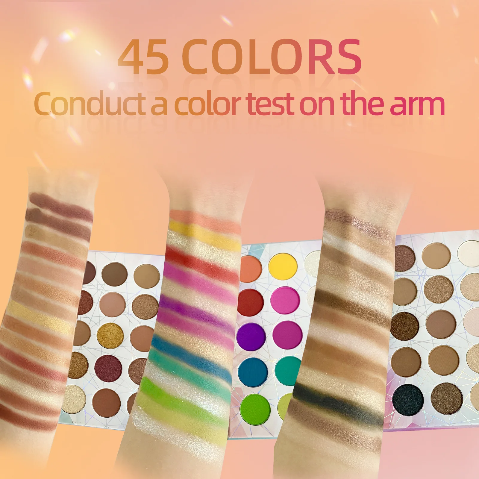 折りたたみ45色アイシャドウ、パールマットフラッシュカラーアースカラーアイフェイスステージメイク総合パレット