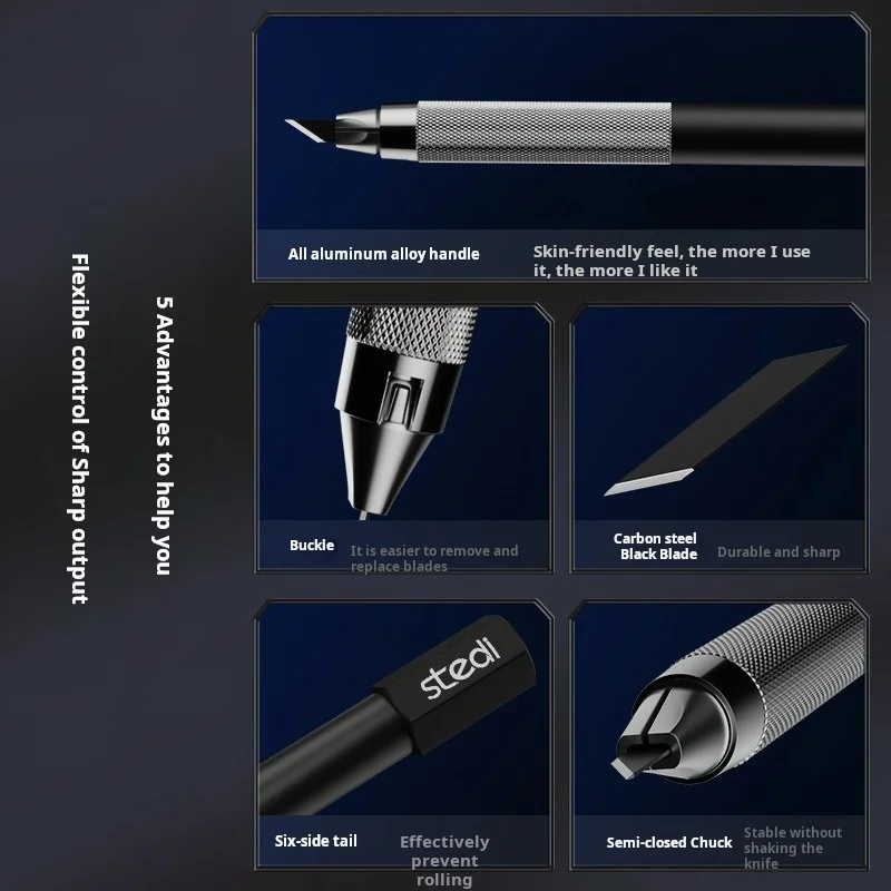 Stedi MS21 Coltello in metallo con lame Maschera in argilla Strumenti da taglio per nastro per Gundam Gunpla Costruzione di modelli Strumenti artigianali per hobby Coltello fai da te