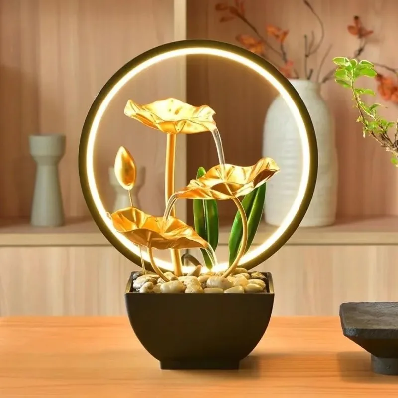 

TiCin USB Powered Tabletop Fountain with Natural Rocks and LED Ring Lights, Tabletop Humidifier, Humidifier for Bedroom, Home