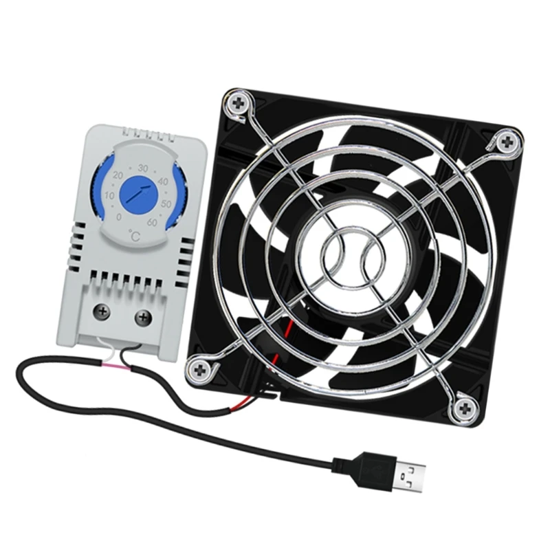USB Cabinet 80mm Fan Quiet Cooling Fan System With 0-60℃ Temperature Control For Home Theater Cabinets Computer