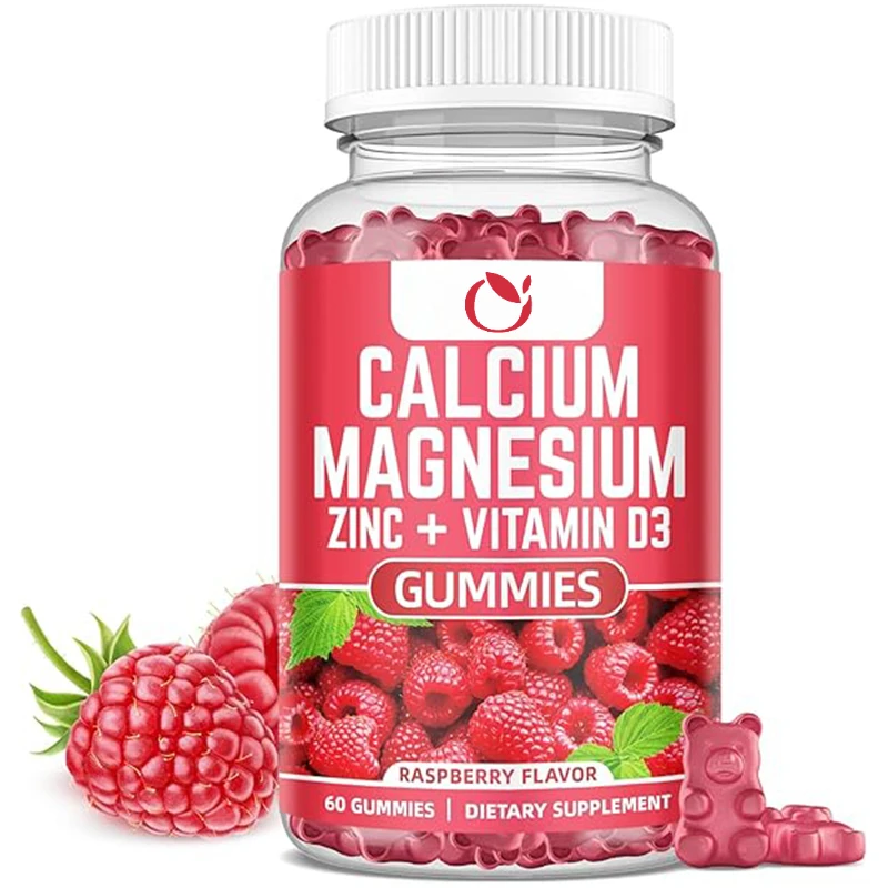 Calcium, Magnesium, and Zinc Gummies Contain Potassium, Vitamins C, B6, D3, and K2- Multiple Vitamin Supplements -60 Capsules