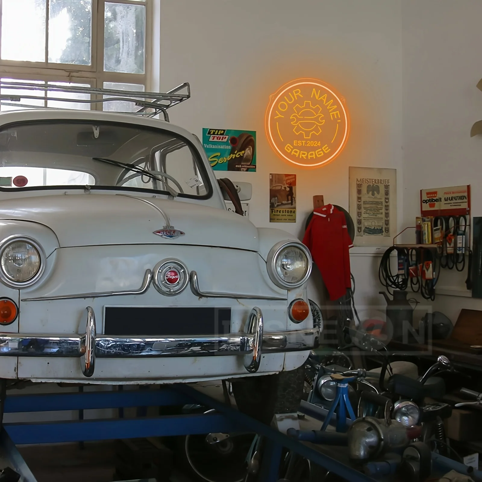 عرف اسمك النيون المرآب تسجيل والعتاد تصميم USB سطوع قابل للتعديل وحدة إضاءة LED جداريّة ديكور عشاق السيارات الأطراف المرآب ديكور