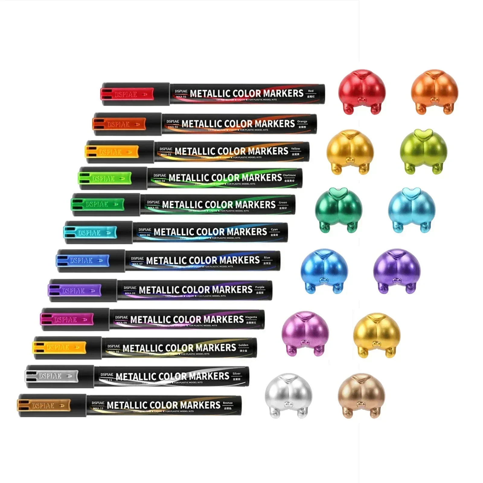 DSPIAE MKA Markers Kit Super Metallic Color Dual Tips Pen for Gundam Gunpla Mech Model Painting Color Touch-up Hobby DIY Tools