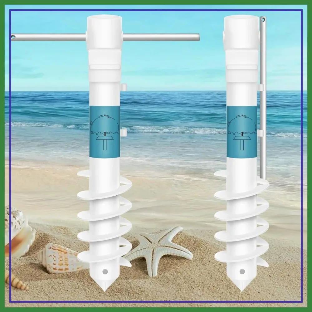 

Beach Umbrella Sand Anchor, 1 Pack Outdoor Umbrella Base with 5-Spiral Screw Design & Removable Handle, Strong Wind Resistant