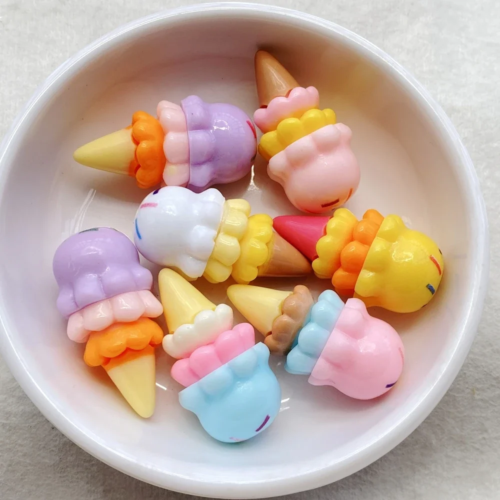 6Pcs Cute 3D stereoscopic colorful ice cream Resin Cabochons Scrapbooking DIY Jewelry Craft Decoration Accessorie