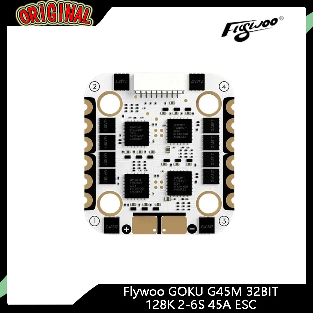 

Flywoo GOKU G45M 20x20 ESC - 2-6S 45A, 32-bit MCU 128K Flash, AT32 Chip & MOSFET for FPV