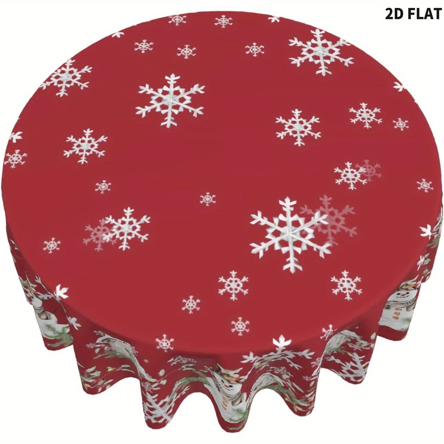 

Red Color Christmas Tablecloth 60 Inch, Tablecovers with snowflake and snowman design, Good for Christmas Party Decor