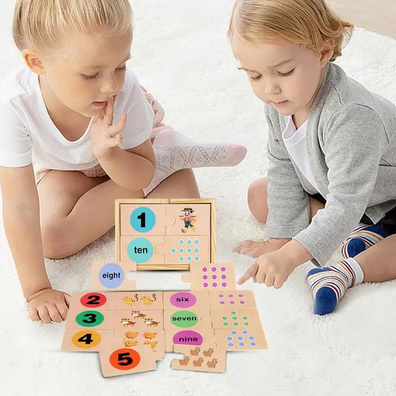 Counting Toys For Kids Ages 3-5 Wooded Educational Number Puzzle Interactive Kindergarten Learning Games For Preschool And