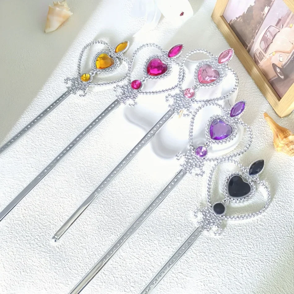 Princess Elsa Magic Wand Toddler Fairy Stick Frozen Cartoon Kids Pink Blue Purple Peach Heart Fairy Stick Children Play Props