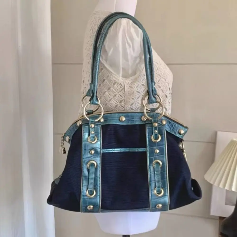 

New Y2K Patchwork Shoulder Bag Riveted Design Large Capacity Underarm Bag Handbags Women Casual Wear
