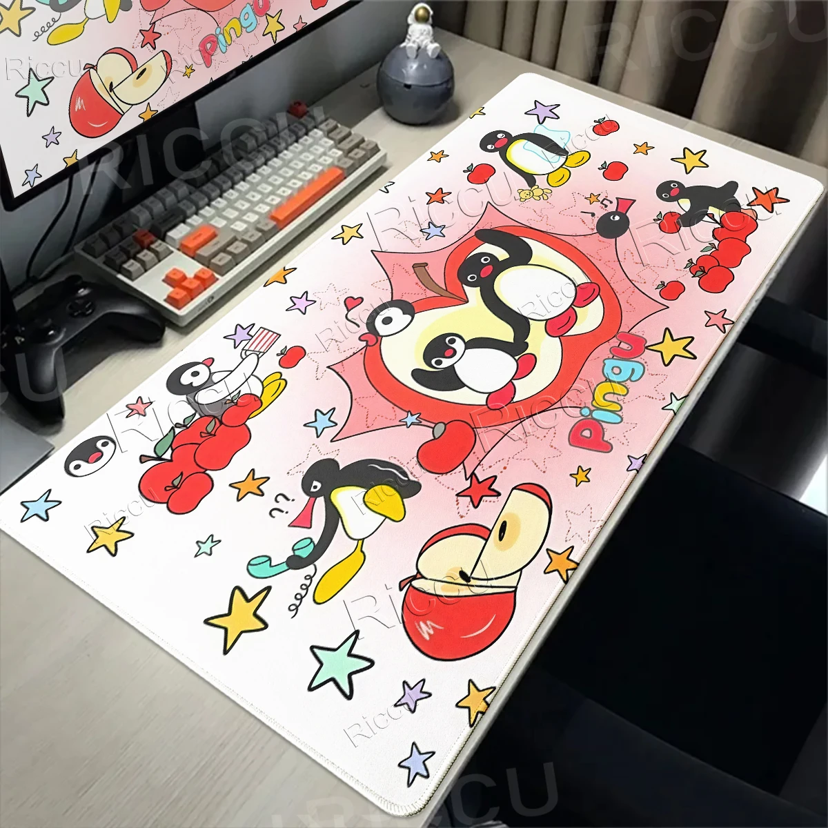 Cartoon Penguin Pingu Pattern Mouse Pads Anti-slip Rubber Computer Keyboard Mats Gamer Balance Decoracion Deskmat Laptop Carpets