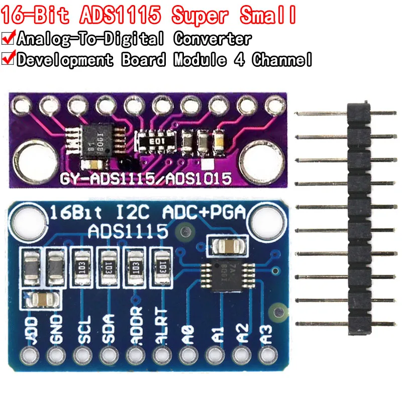 Carte de développement de précision ADS1115 pour Ardu37RP, amplificateur de gain Pro, technologie I2C, ADC, 4 canaux, 16 bits, 2.0V à 5.5V