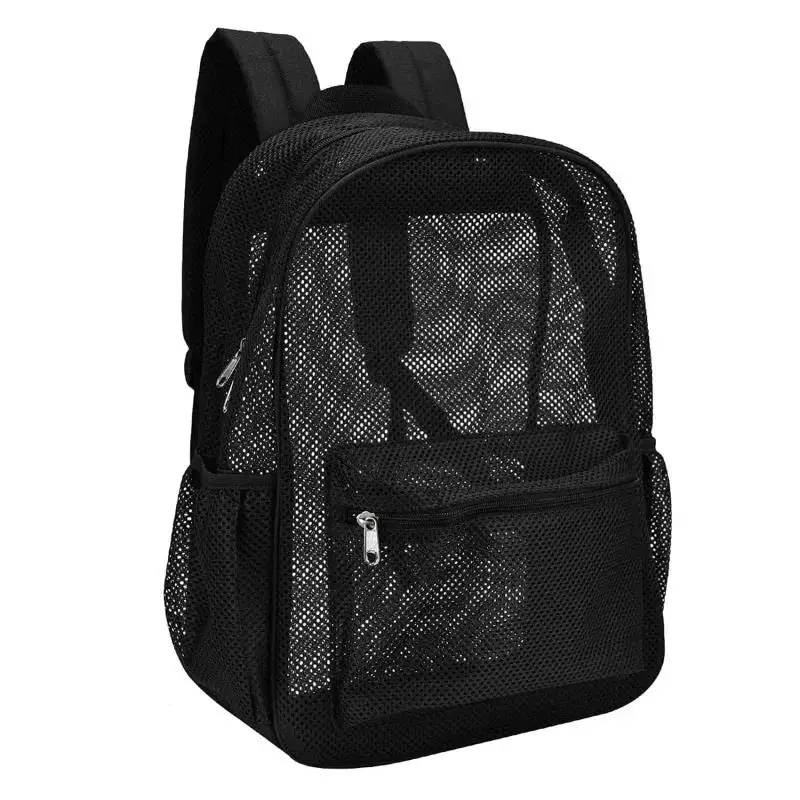 New Fashion Women Transparent Backpacks Mesh Backpack for Boys and Girls Light Weight Rucksack Travel Black Student Bag