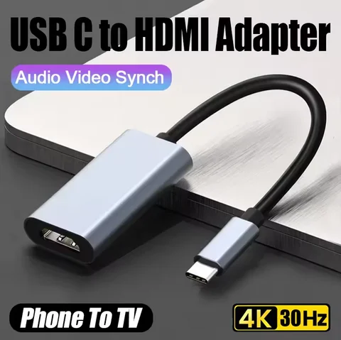 HDMI to USB C 타입 어댑터, 아이폰 맥북 프로 에어 아이패드 삼성 갤럭시 4K @ 30Hz 2K @ 30Hz 1080P 720P HD TV 케이블 컨버터