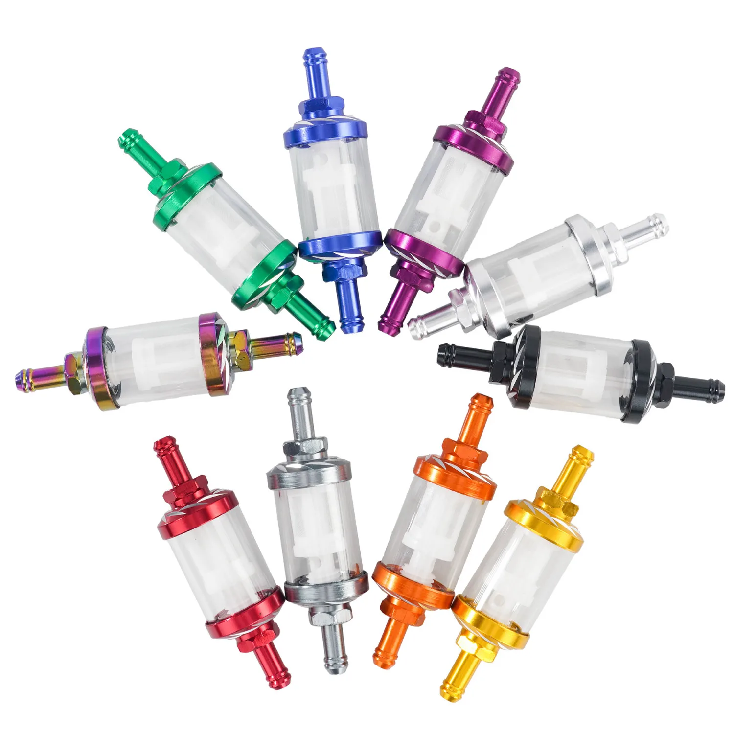 

Универсальный топливный фильтр 8 мм, топливный фильтр из алюминиевого сплава, моющийся многоразовый линейный бензиновый газовый фильтр для автомобиля, мотоцикла, новинка 2025 года