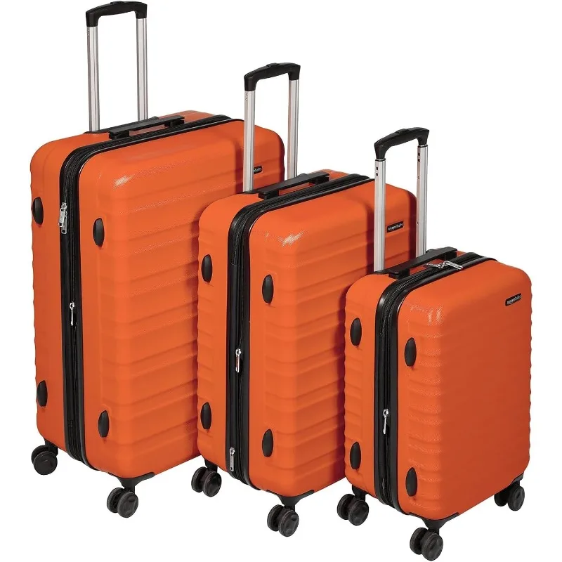 Ensembles de bagages à roulettes, valise extensible rigide avec quatre roues tournantes et surface anti-rayures orange