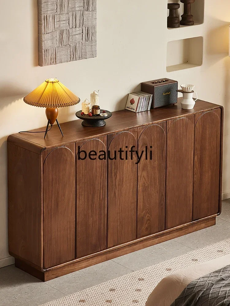 

Cy56 North American black walnut solid wood side cabinet Nordic designer home restaurant locker