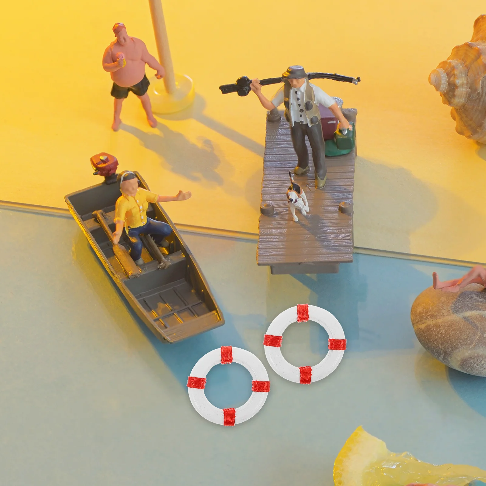 

10pcs Wooden Swimming Ring Ornaments Buoy Beach Decoration Floating Pool Toys Party Diving Circle Garden Supplies
