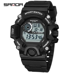 Fashion Sanda Top Brand Men Outdoor Sports  Multifunctional Led Digial Electronic 5atm Waterproof Military Luminous Wrist Watch