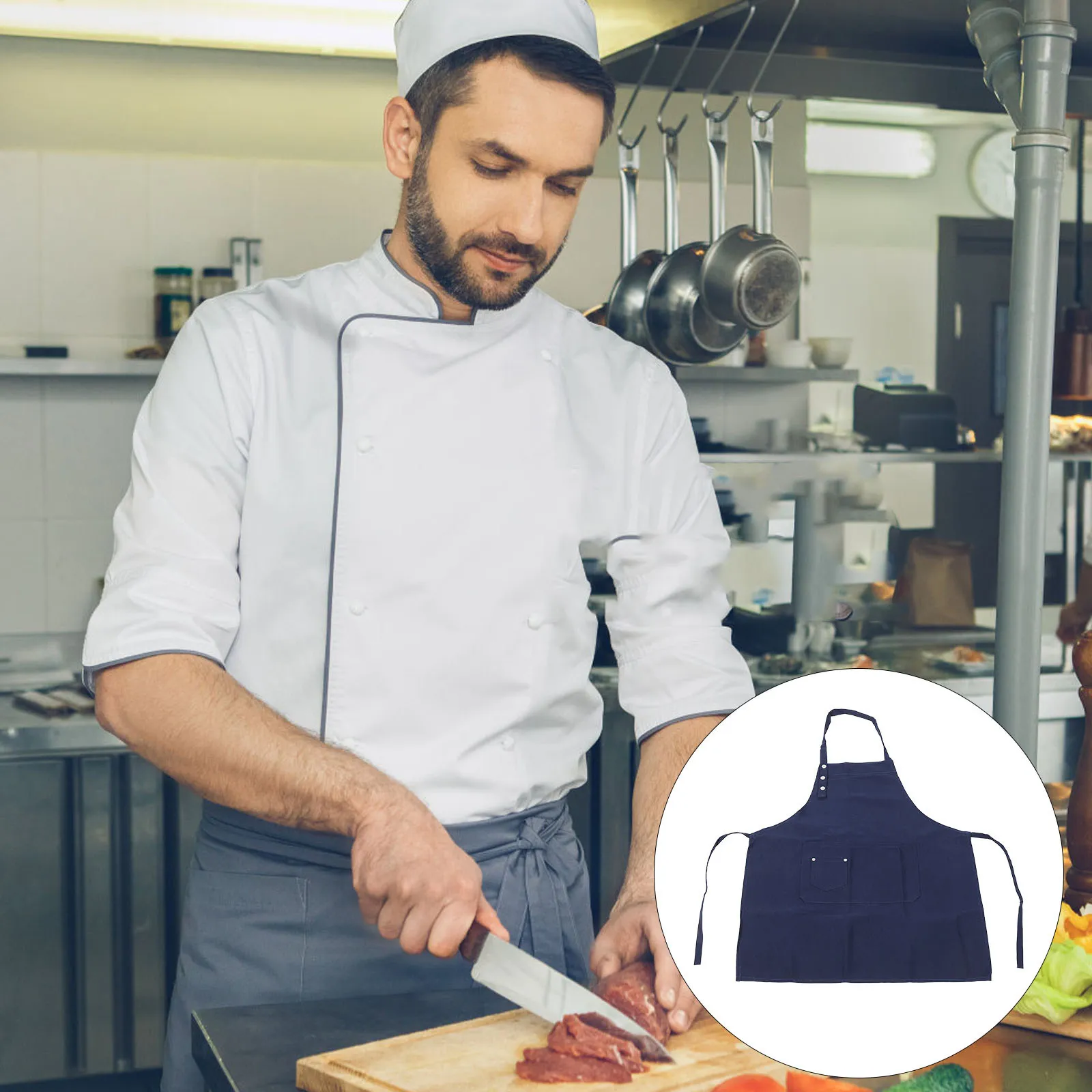 

Фартук кухонный (1 шт.) с регулируемым ремешком на шее, удобный для приготовления пищи, для поваров, домашних кулинаров, для приготовления кофе, барбекю и гриля