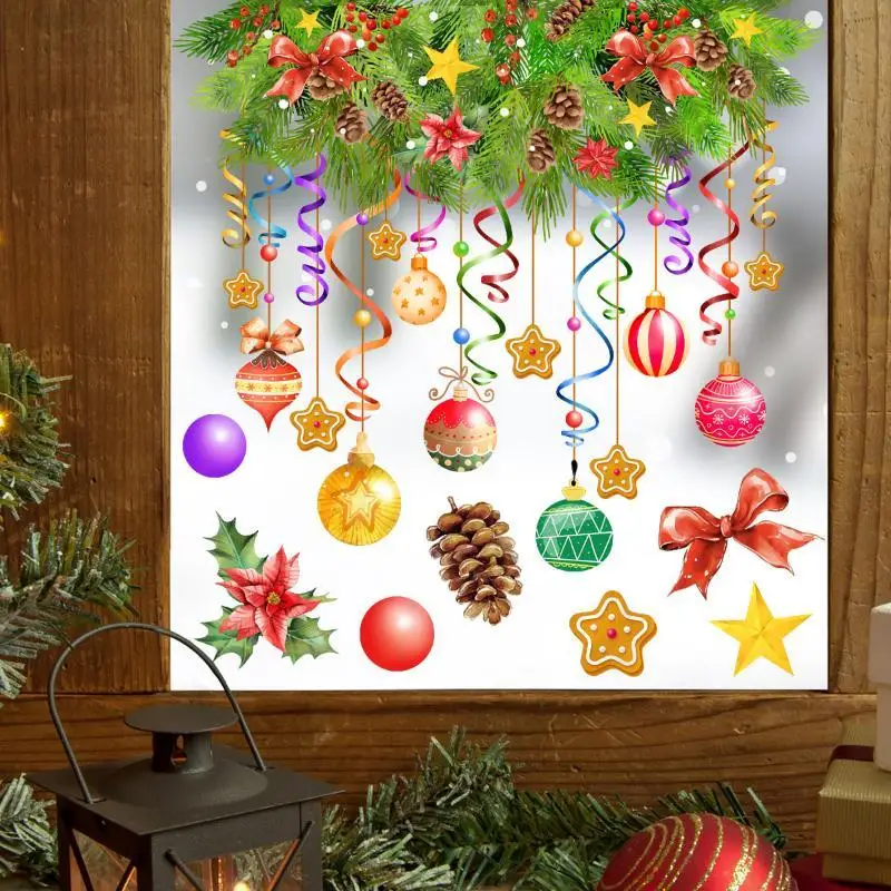 Removable Waterproof Christmas Window: Electrostatic Cling Vivid Designs Home Party Decor