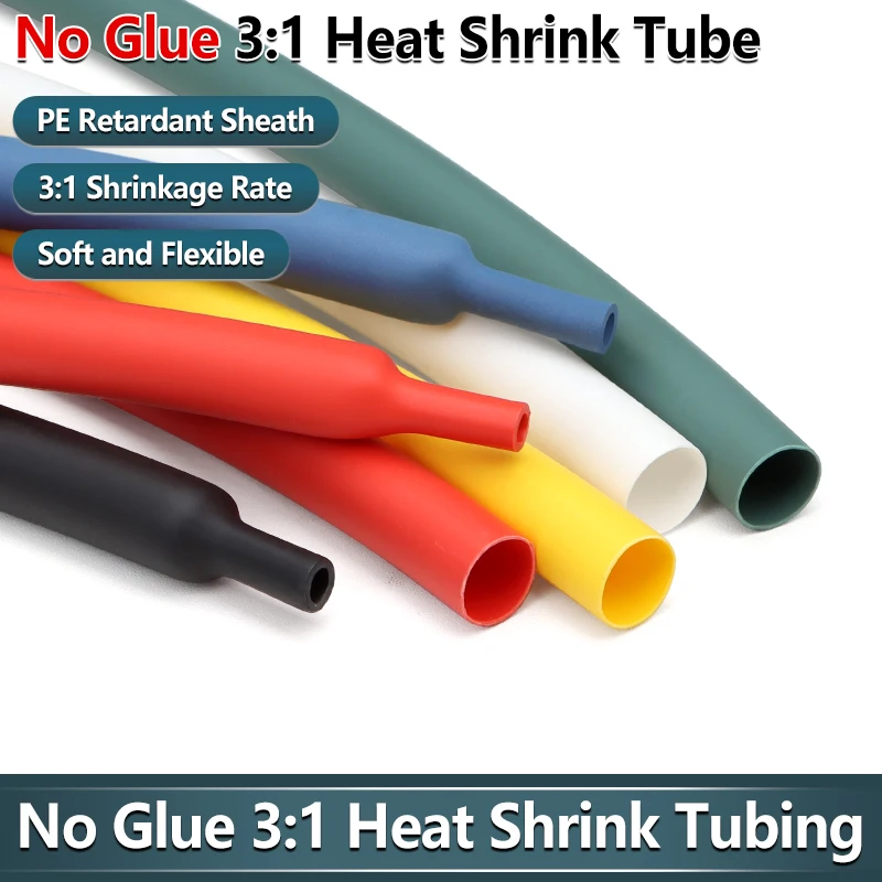 

1/5/10m No Glue 3:1 Heat Shrink Tubing Diameter 1.5~50mm 3:1 Ratio Waterproof Wire Wire Wrap Insulated Lined Cable Sleeve Tube