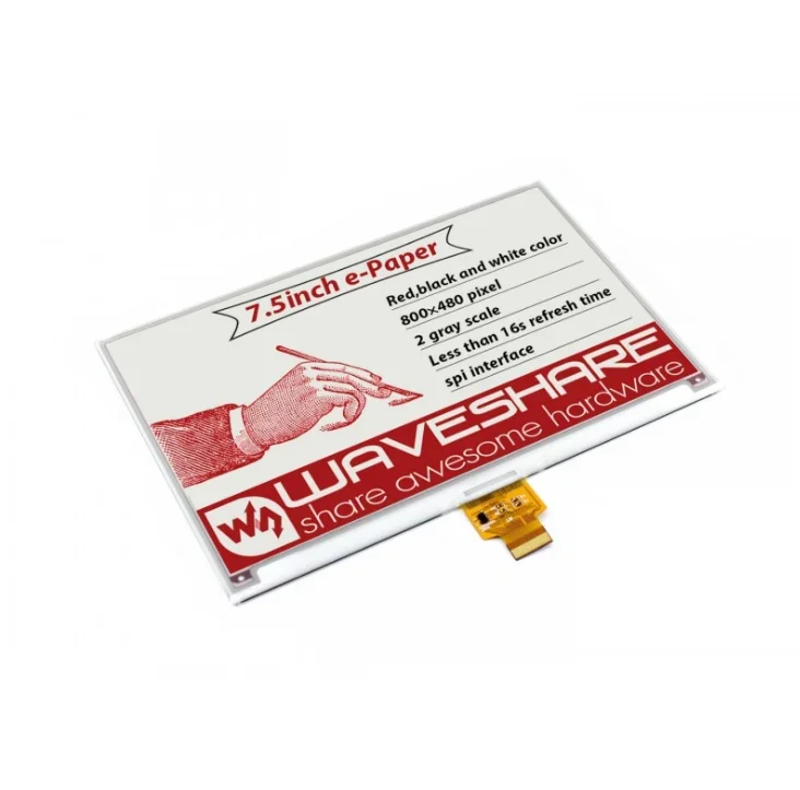 Imagem -02 - Waveshare-e-paper b E-ink Raw Display Vermelho Preto Branco Três Cores Spi E-paper para Raspberry pi 4b 3b 3b Mais Zero w 7.5 Polegadas