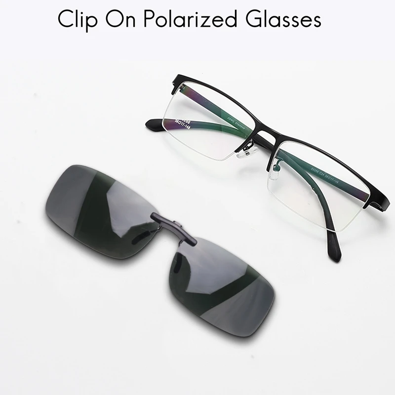 2X Unisex Clear Dark Green Polarized Lens Sunglasses Clip On Eyeglasses