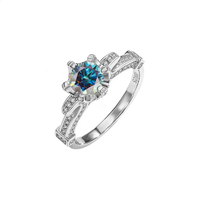 

QZJ060 Lefei Fashion Trendy Luxury Classic Diamond-set 1CT Moissanite Hand Flower Rings For Women Silver 925 Charms Jewelry Gift