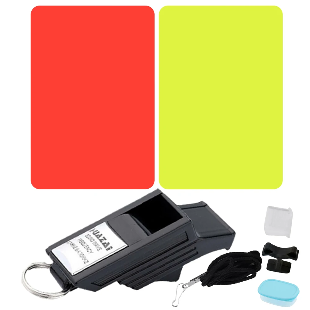 ชุดการ์ดผู้ตัดสินฟุตบอล นกหวีดฟุตบอล การ์ดสีแดงและสีเหลือง การ์ดเตือนผู้ตัดสินแบบพกพา มัลติฟังก์ชั่น ABS สำหรับกีฬาฟุตบอล