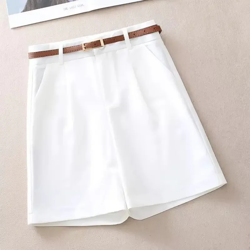 

Chic Lady Black White Suit Shorts Women Shorts Spring Summer Casual High Waist A-line Shorts Loose Wide Leg Chiffon Shorts