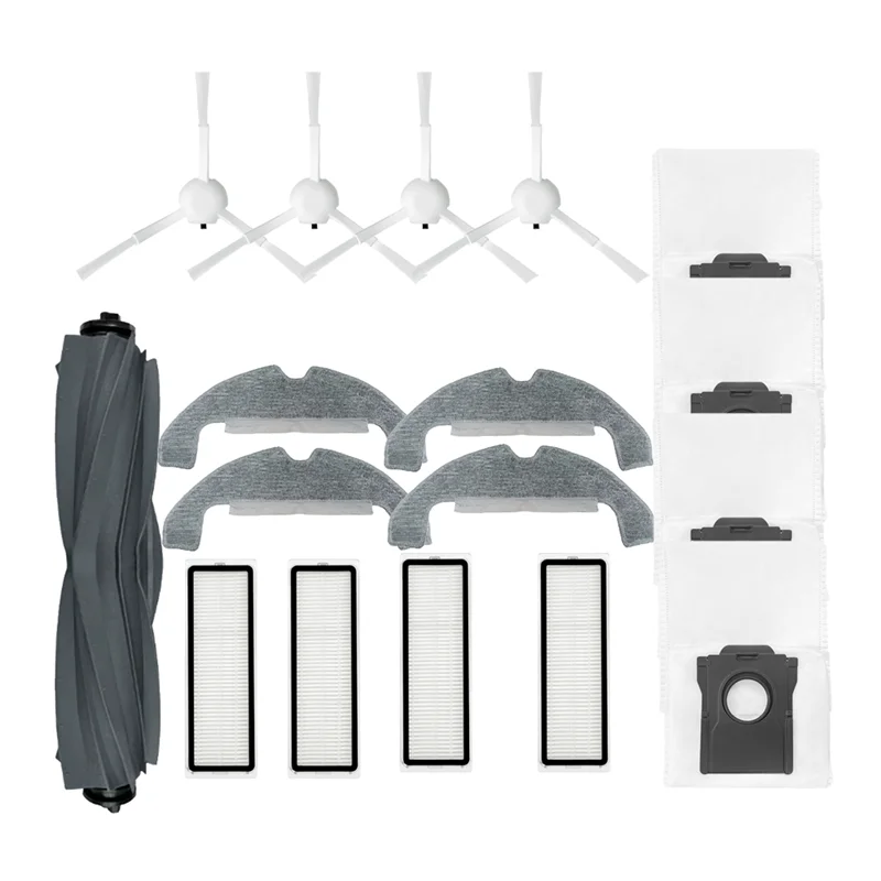 A22F-For Dreame D10 Plus Gen 2 RLD32GD: 4X Side Brush, Hepa Filter, Mop Cloth, Dust Bag & Rubber Brush Replacement Parts