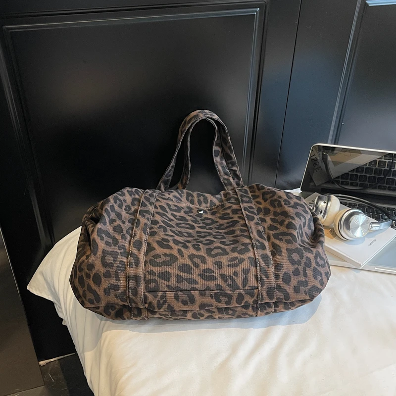 Leopardenmuster-Tragetasche für Damen, große Canvas-Umhängetasche, vielseitige Crossbody-Handtasche, Damen-Shopper-Tasche für Reisen, Arbeit und Alltag. – Detail 34