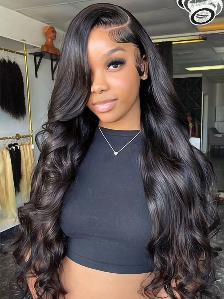 

HD Transparent Body Wave Lace Frontal Human Hair Wig 250% High Density 13x6 30 40 Inch 13x4 Lace Front Wig PrePlucked For Women