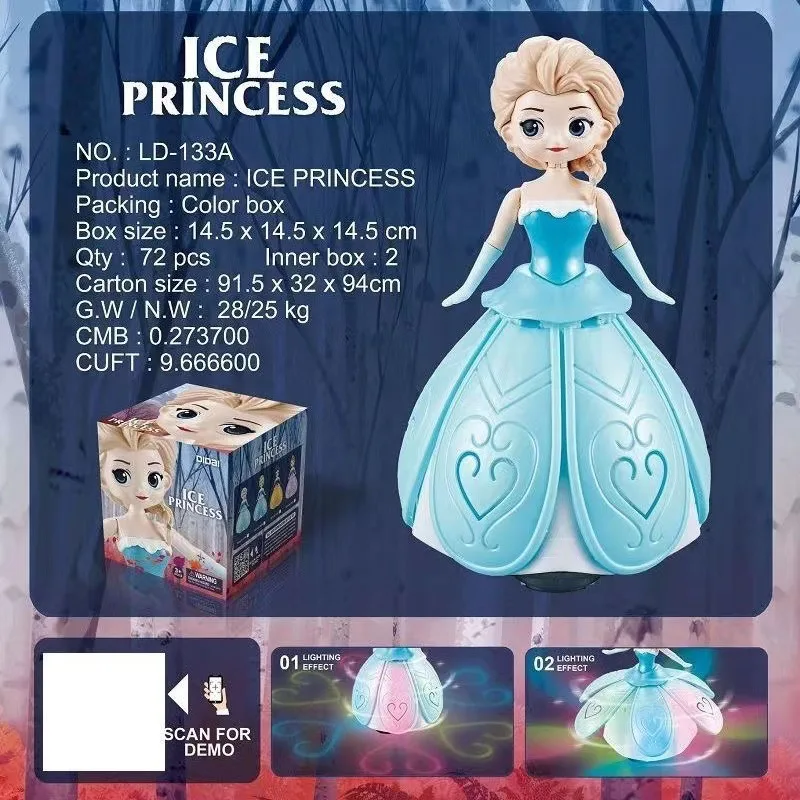 Disney Frozen Elsa Królewna Śnieżka Anna Księżniczka Sofia Figurka taneczna Robot Świecąca zabawka muzyczna Zagraj w udawanie prezent urodzinowy