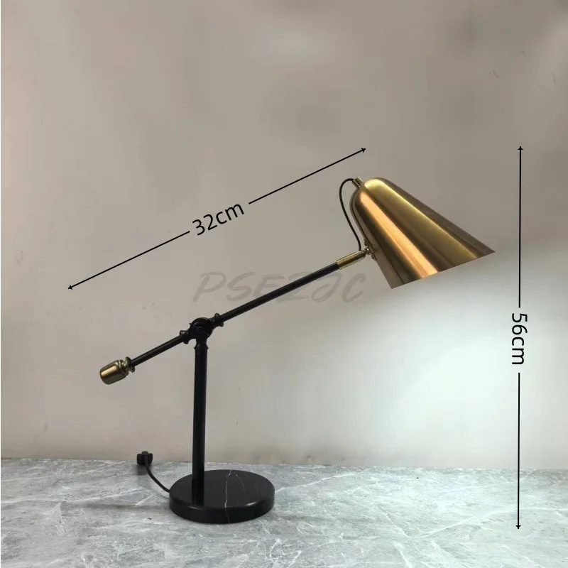 Minimally Designed Metal Desk Lamp Nordic Bedroom Desk Rotatable Reading Lamp Hotel Decoration Marble Disc Lamp