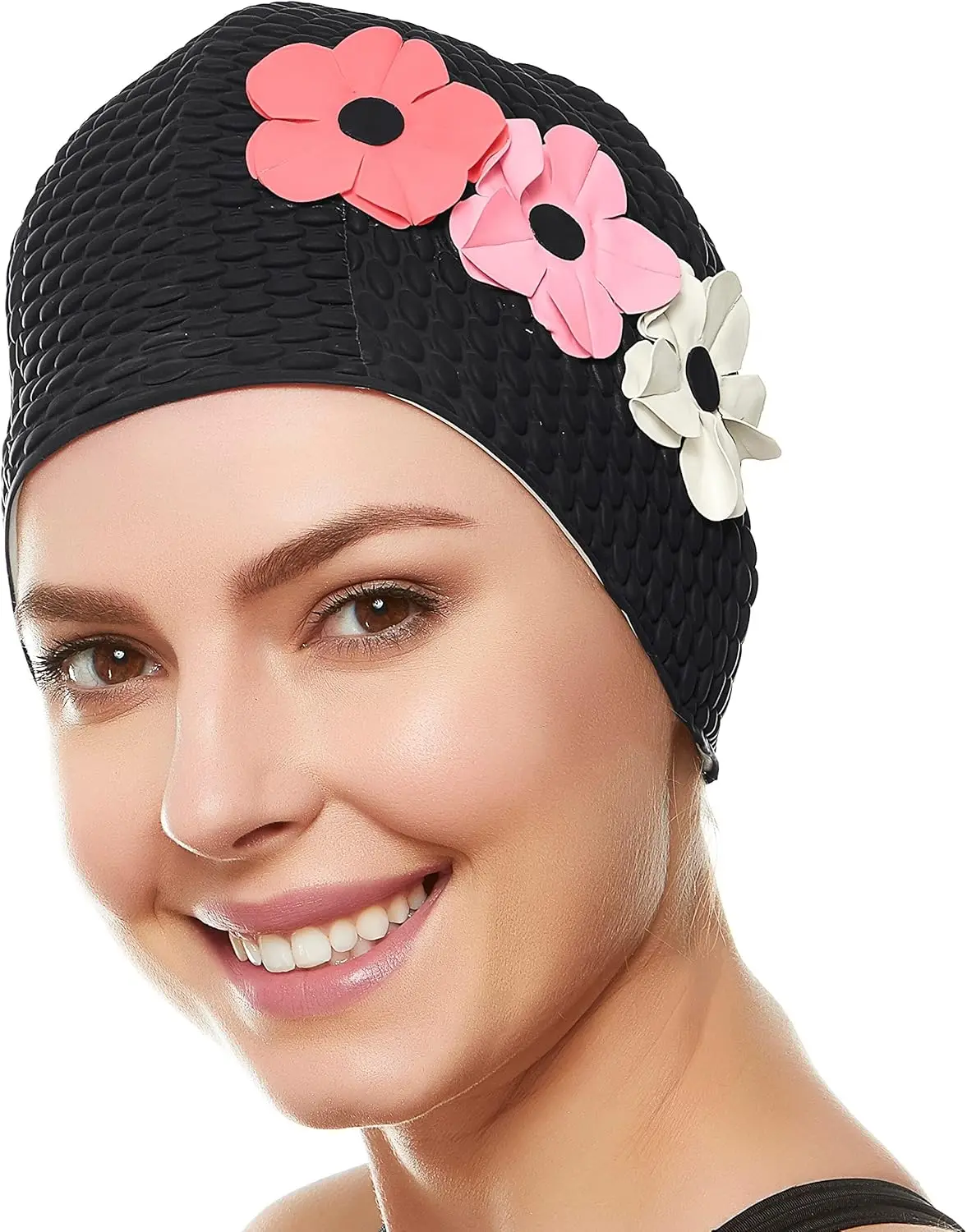 

Latex Swimming Cap for Women, Swim Cap for Long Hair or Short Hair, Bath & Swim Caps to Shield Hair from Damage, Use as Large Sh