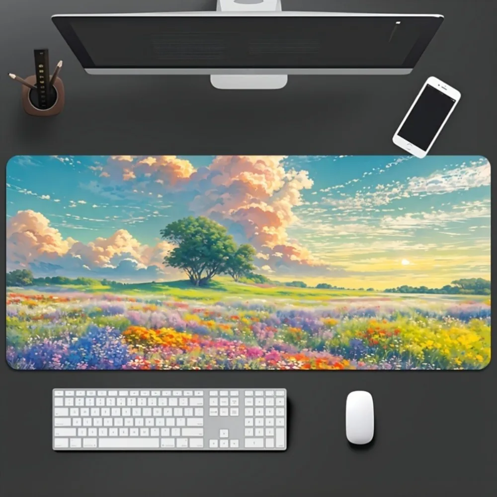 Bright Color Grassland Game Mouse Pad - Thick and non-slip, washable rubber table mat, suitable for gamers and office use