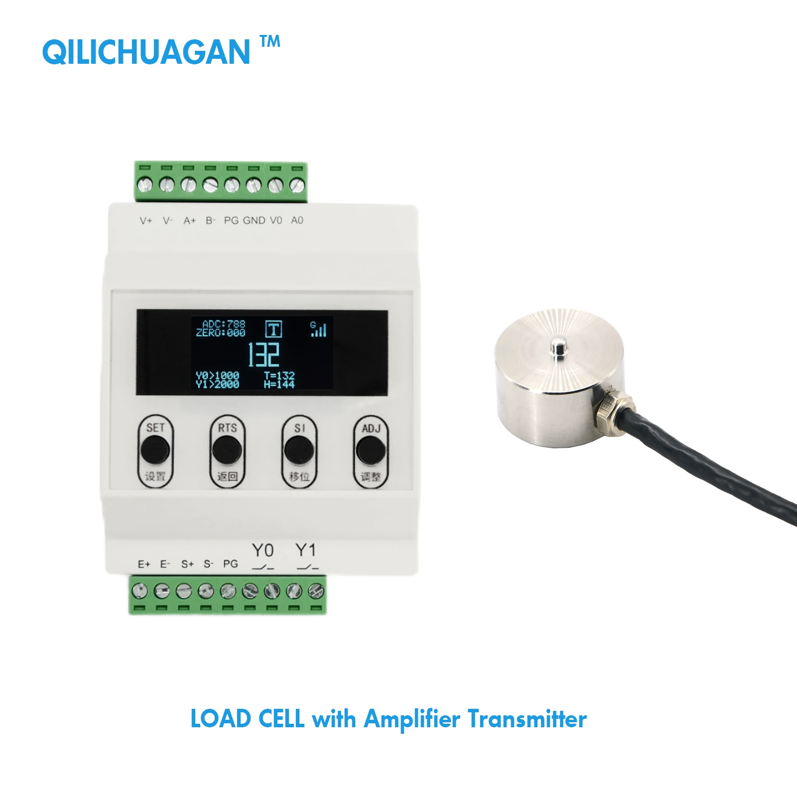 

Miniature Load Cell + Transmitter Amplifier With Display,Test Compression Force Weight Pressure Sensor Range 5KG-500KG