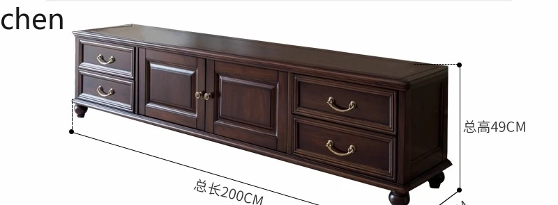 

ZML Living Room Solid Wood TV Cabinet with Large Storage Space Eco-friendly Natural Wood